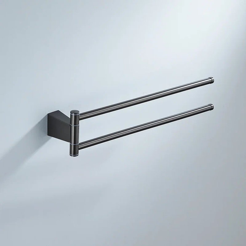 Полотенцедержатель поворотный двойной Shevanik SG5707T, оружейная сталь