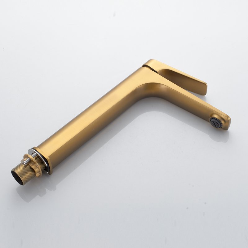 Смеситель для раковины высокий Shevanik S4211G, золотой сатин