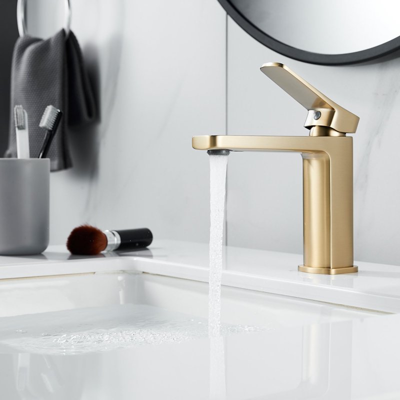 Смеситель для раковины Shevanik S9901G, золотой сатин