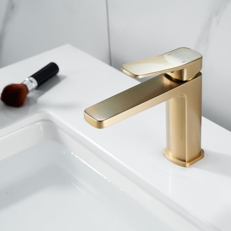 Смеситель для раковины Shevanik S9901G, золотой сатин