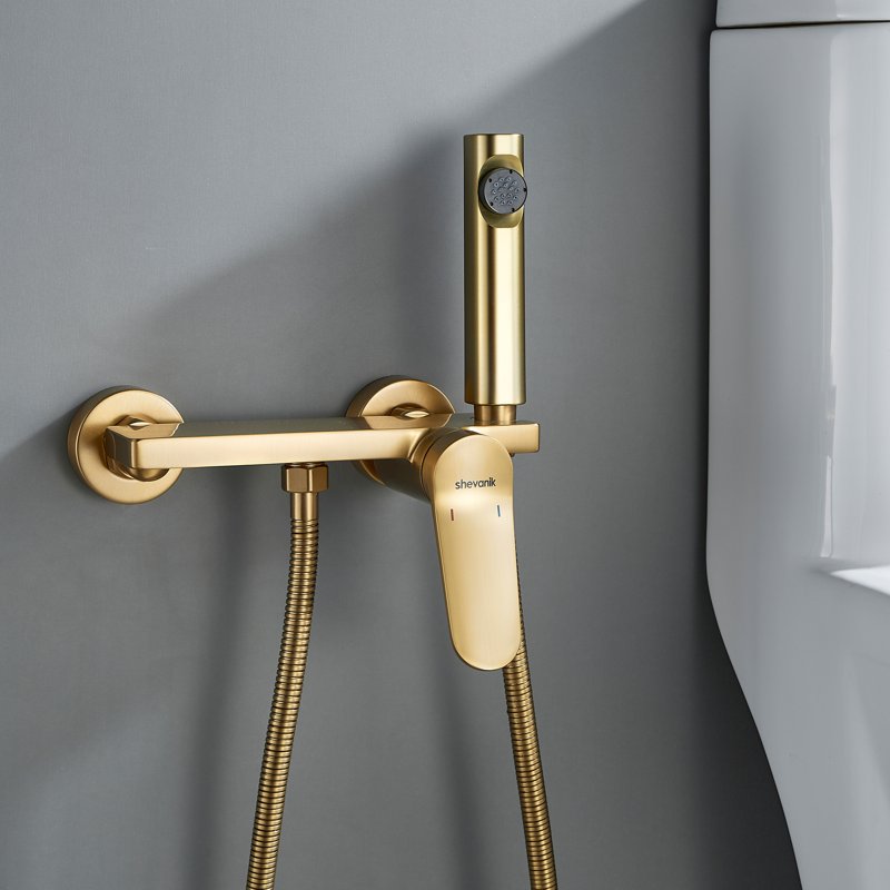 Гигиенический душ со смесителем Shevanik S9605T-1, оружейная сталь