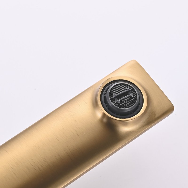 Смеситель для раковины высокий Shevanik S6111G, золотой сатин