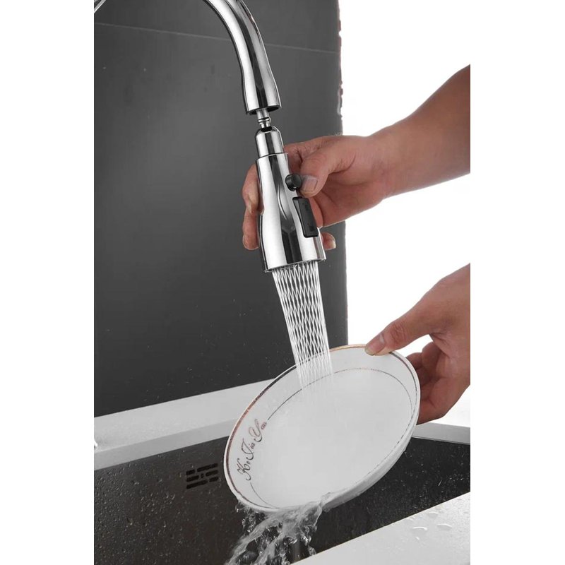 Смеситель для кухни с выдвижным изливом Shevanik S163, хром