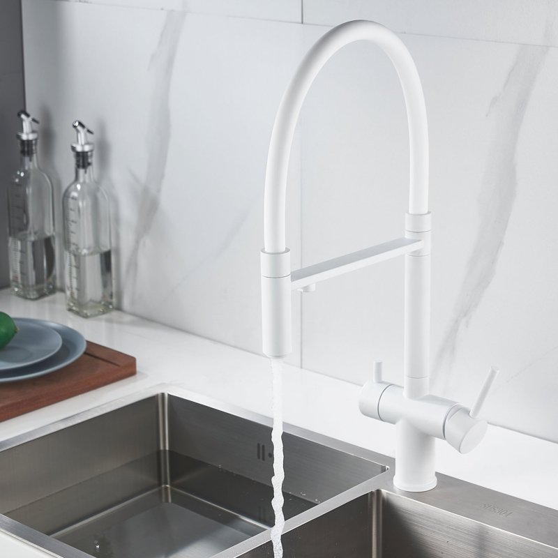 Смеситель для кухни с подключением фильтра Shevanik S178C, белый