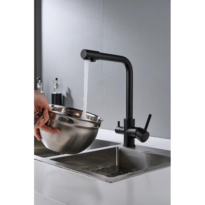 Смеситель для кухни с подключением фильтра Shevanik S328H, черный