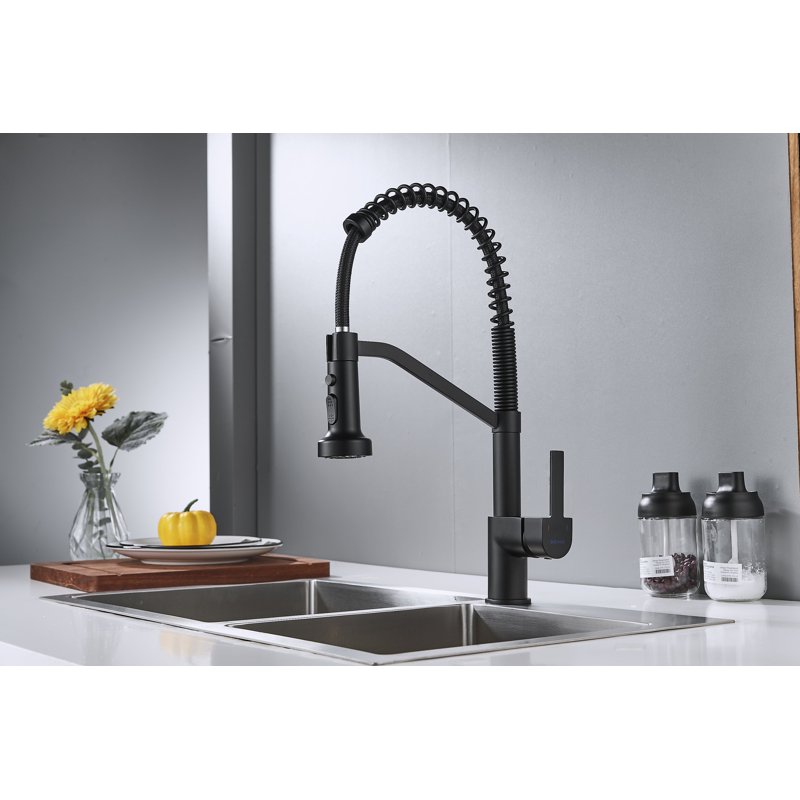 Смеситель для кухни с гибким изливом Shevanik S963H, черный