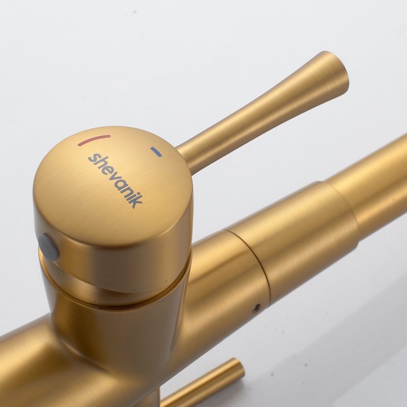 Смеситель для кухни с подключением фильтра Shevanik S528G, золотой сатин