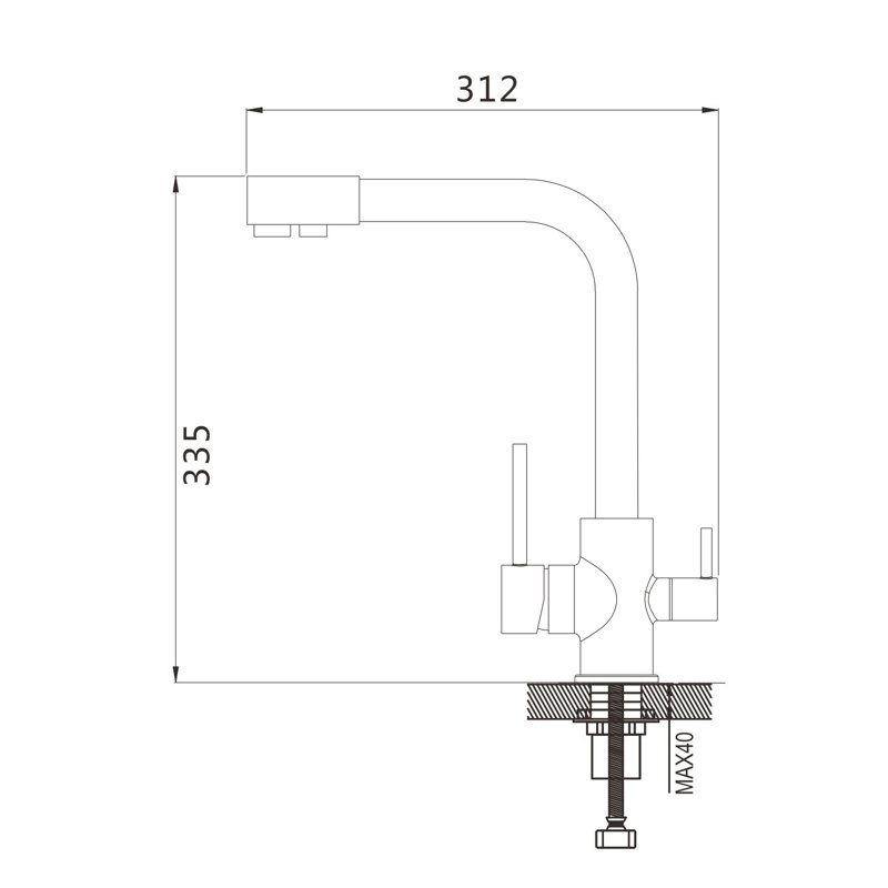 Смеситель для кухни с подключением фильтра Shevanik S868H, черный