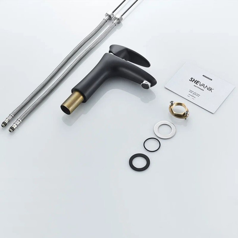 Смеситель для раковины Shevanik S9801H, черный/хром