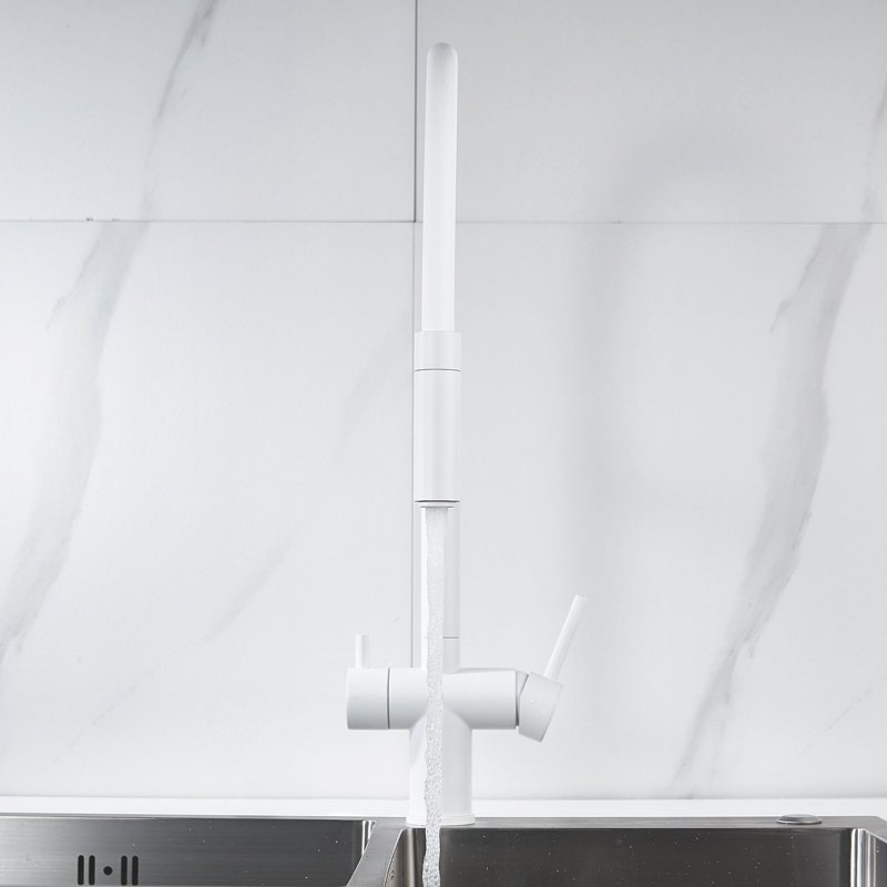 Смеситель для кухни с подключением фильтра Shevanik S178C, белый