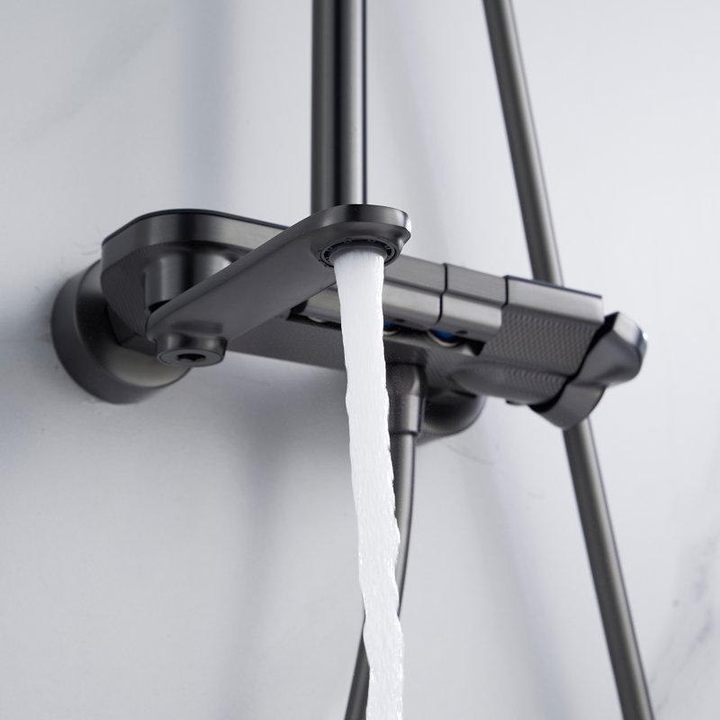 Душевая система Shevanik S9636T, оружейная сталь