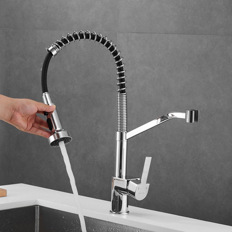 Смеситель для кухни с гибким изливом Shevanik S963, хром