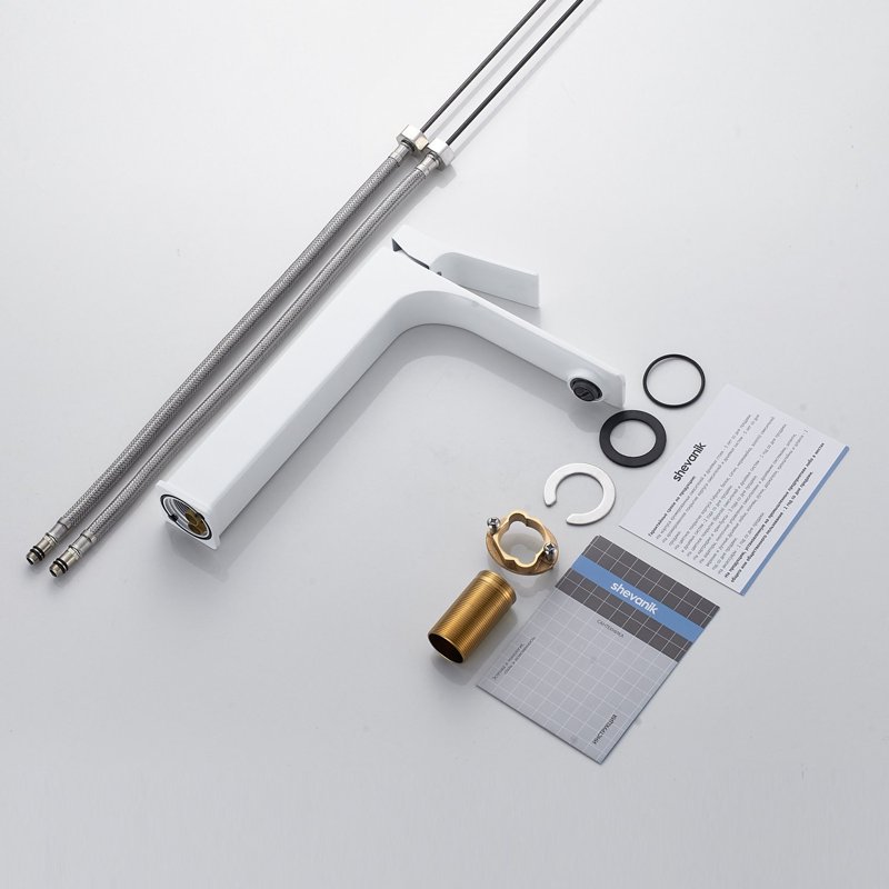 Смеситель для раковины высокий Shevanik S6111C, белый