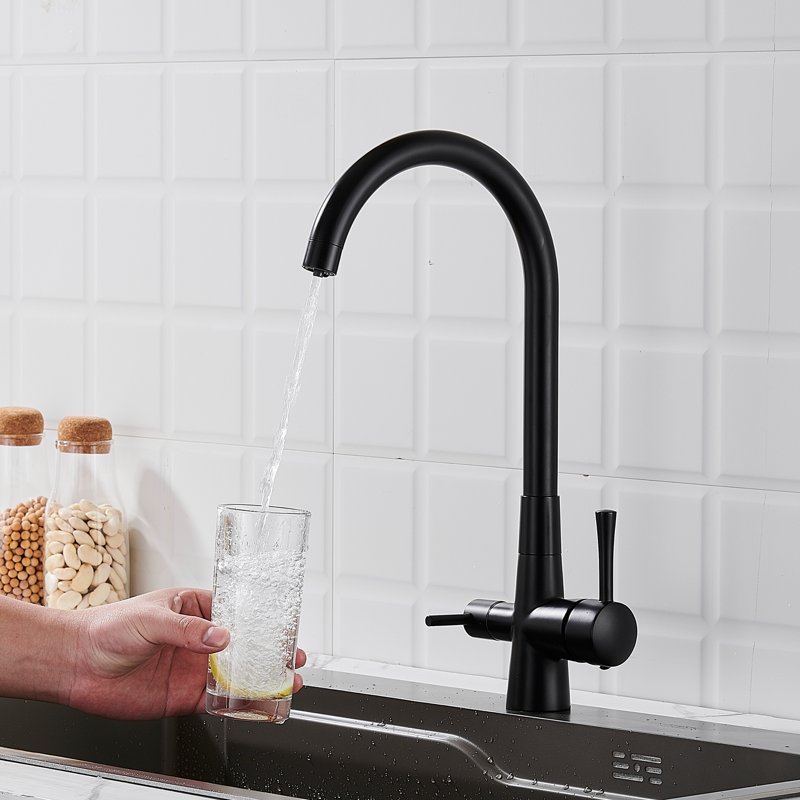 Смеситель для кухни с подключением фильтра Shevanik S428H, черный