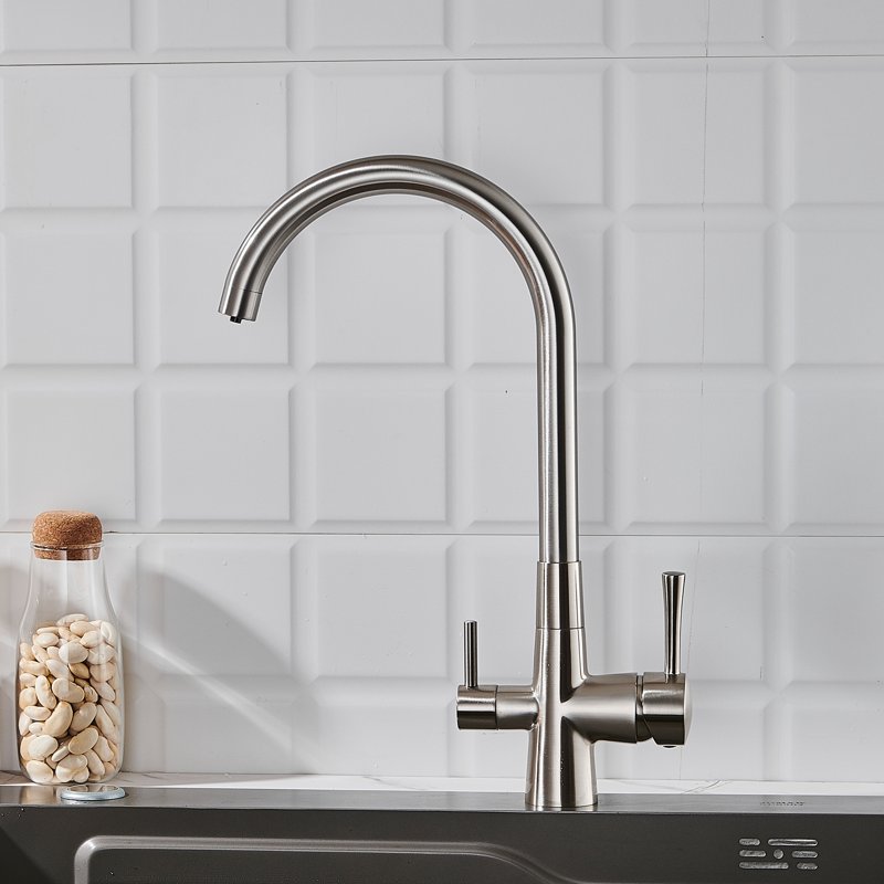 Смеситель для кухни с подключением фильтра Shevanik S428L, сатин