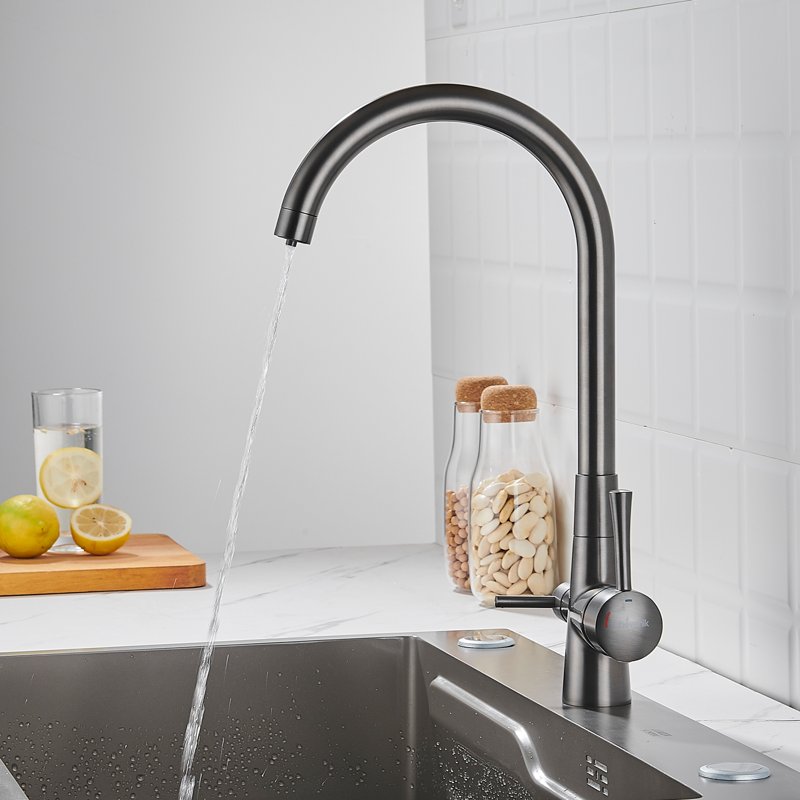 Смеситель для кухни с подключением фильтра Shevanik S428T, оружейная сталь