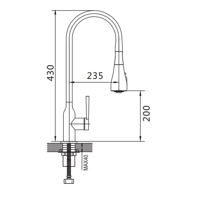 Смеситель для кухни с выдвижным изливом Shevanik S163, хром