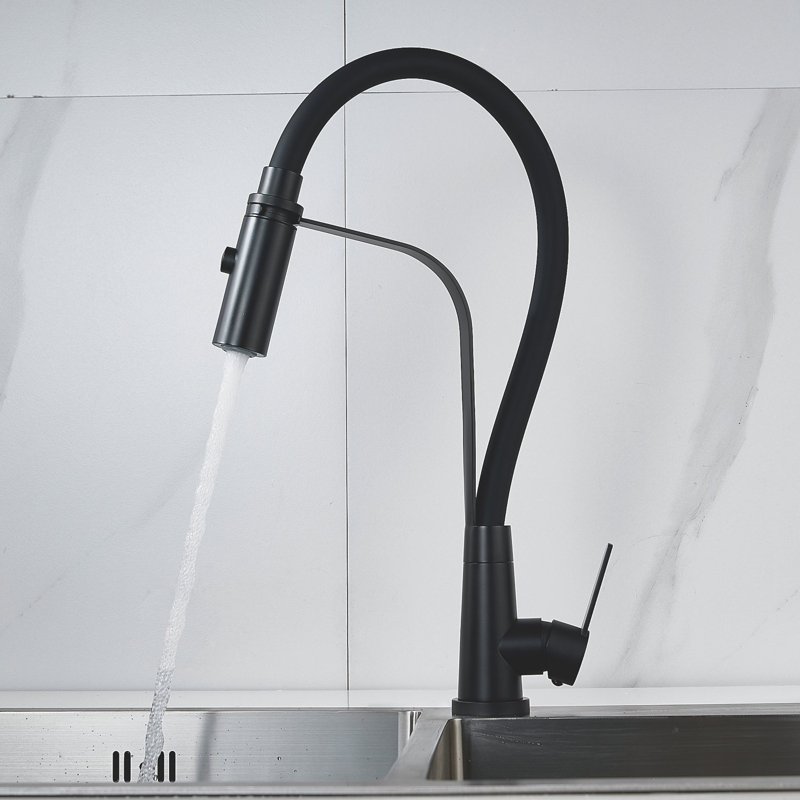 Смеситель для кухни с гибким изливом и режимом 