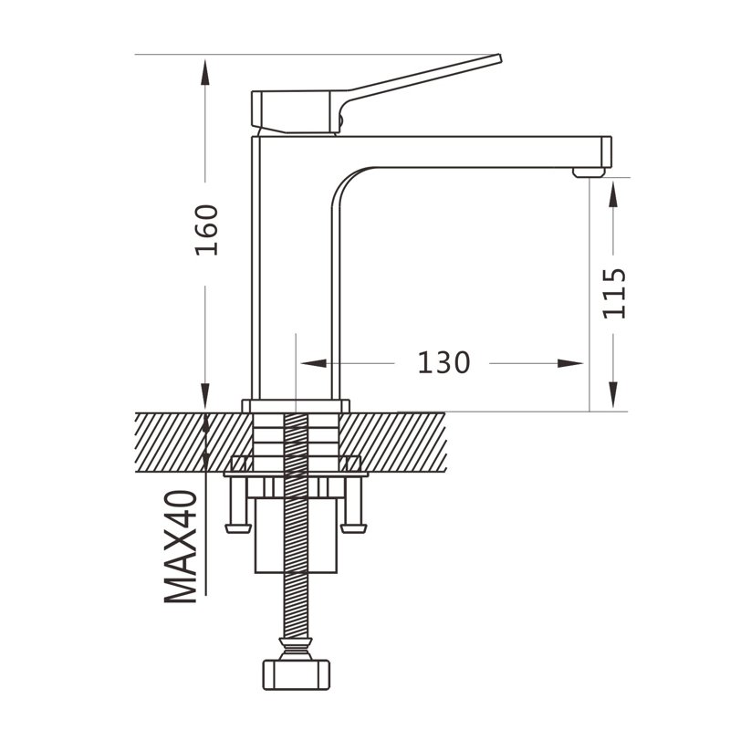Смеситель для раковины Shevanik S9901T, оружейная сталь
