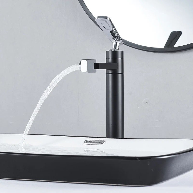 Смеситель для раковины с поворотным носиком Shevanik S6611H, черный/хром