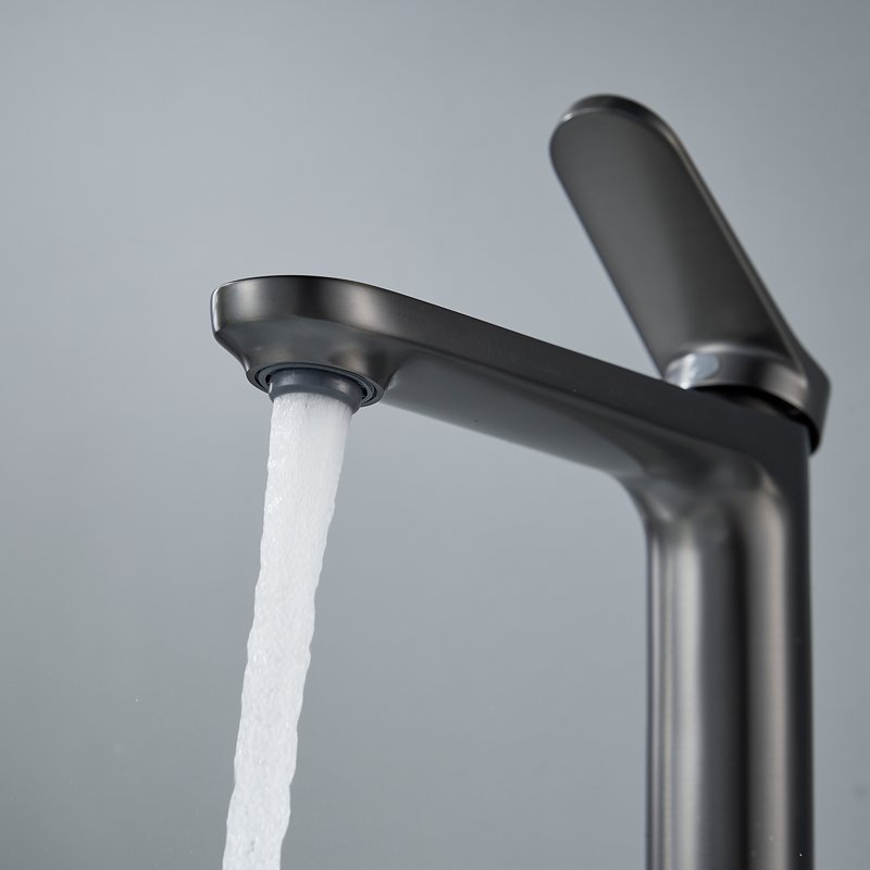 Смеситель для раковины высокий Shevanik S4311T, оружейная сталь