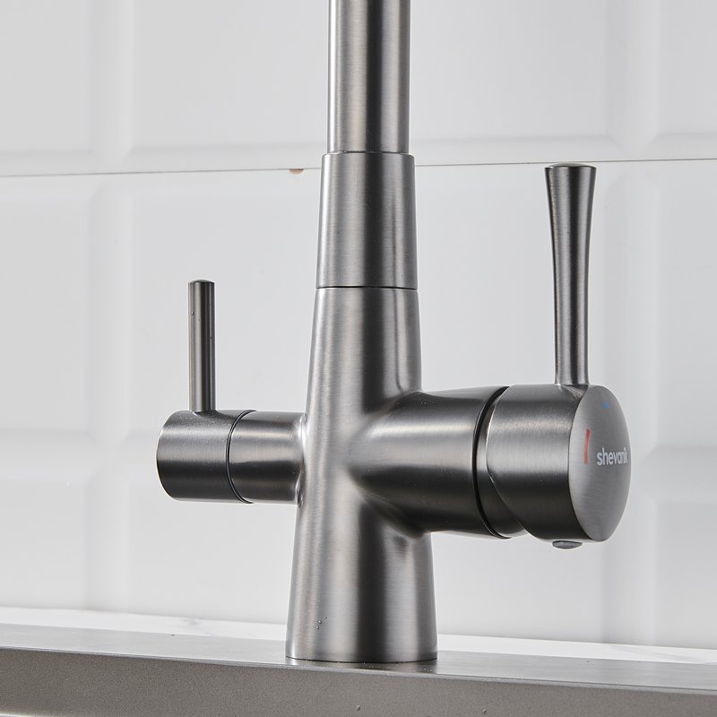 Смеситель для кухни с подключением фильтра Shevanik S428T, оружейная сталь