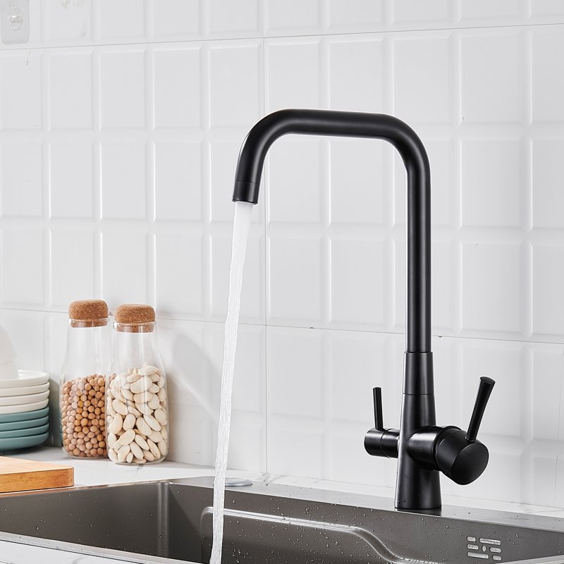 Смеситель для кухни с подключением фильтра Shevanik S528H, черный