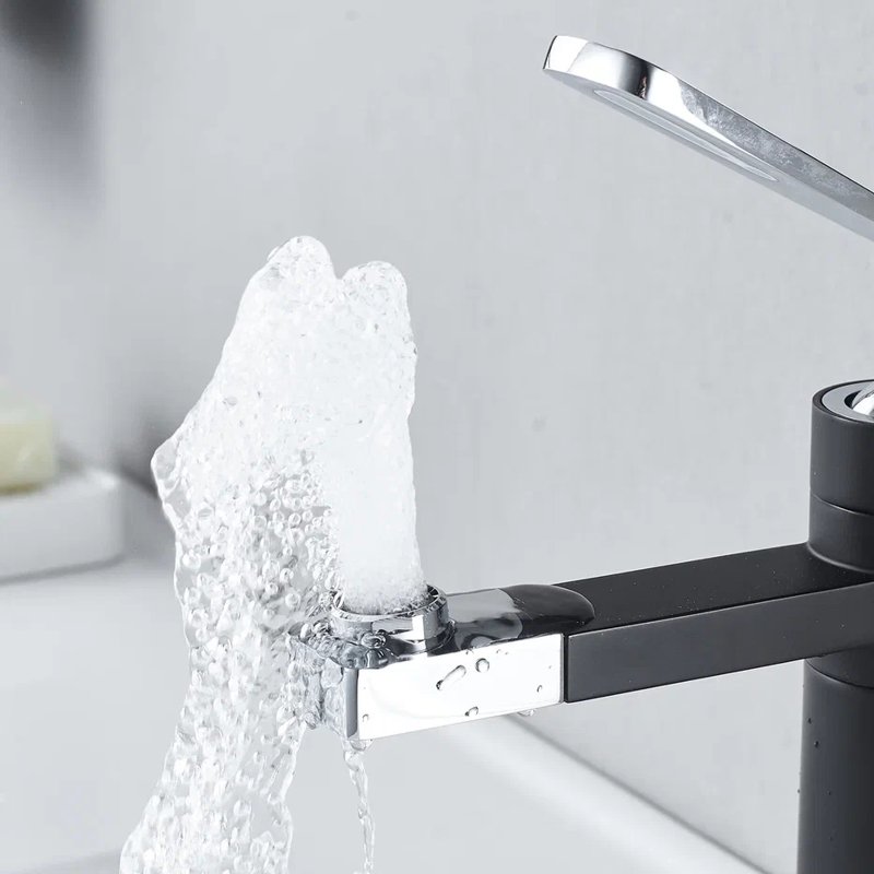 Смеситель для раковины с поворотным носиком Shevanik S6601H, черный/хром