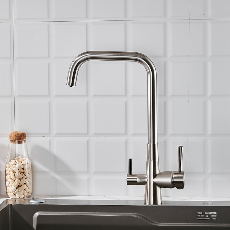 Смеситель для кухни с подключением фильтра Shevanik S528L, сатин