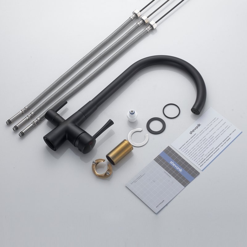 Смеситель для кухни с подключением фильтра Shevanik S428H, черный