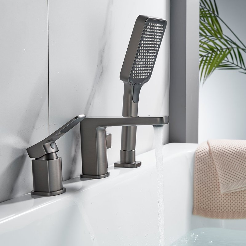 Смеситель на борт ванны Shevanik S9912T, оружейная сталь