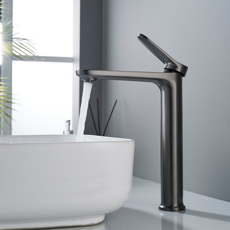 Смеситель для раковины высокий Shevanik S4311T, оружейная сталь