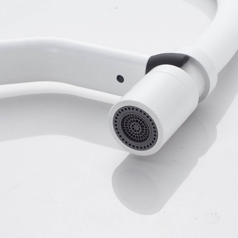 Смеситель для кухни с гибким изливом Shevanik S343C-1, белый