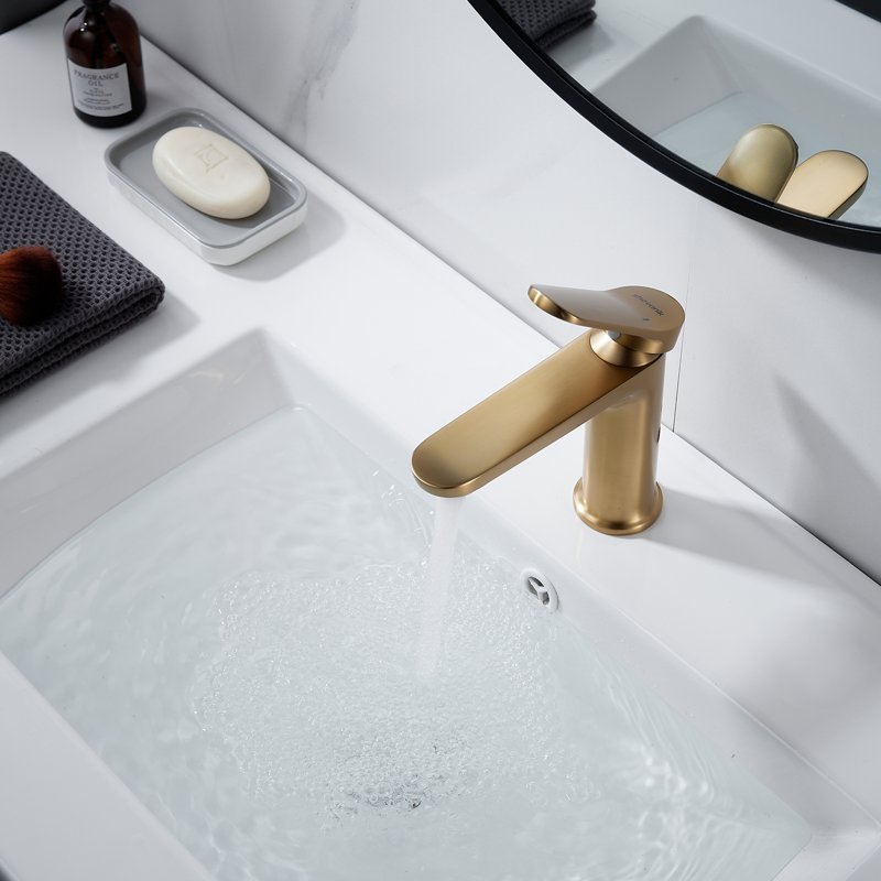 Смеситель для раковины Shevanik S4301G, золотой сатин