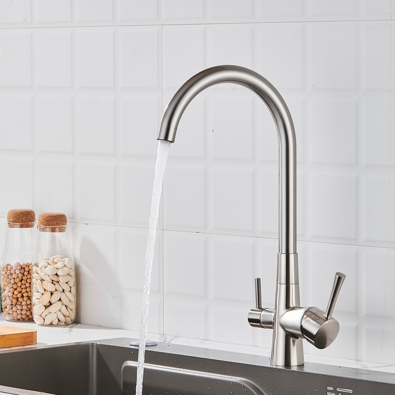 Смеситель для кухни с подключением фильтра Shevanik S428L, сатин