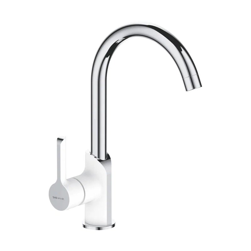 Смеситель для кухни Shevanik S6053F, белый/хром Смеситель для кухни Shevanik S6053F, белый/хром