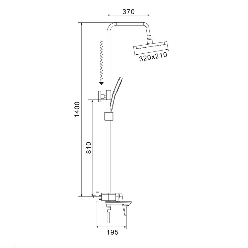 Душевая система Shevanik S8336, хром