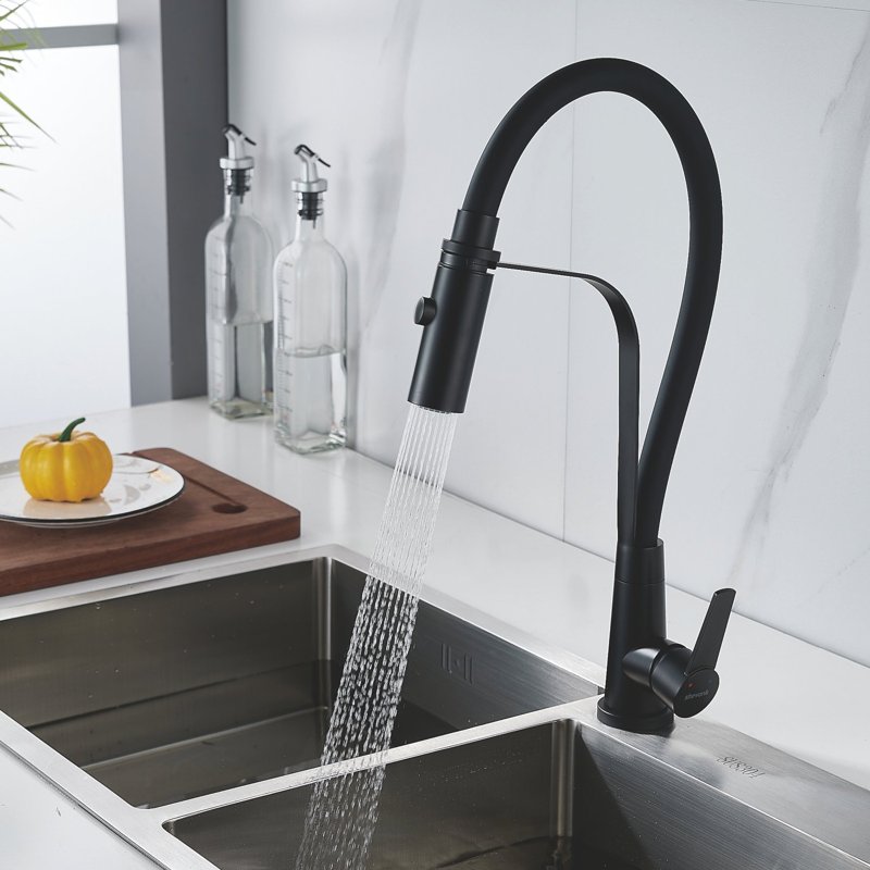 Смеситель для кухни с гибким изливом и режимом 