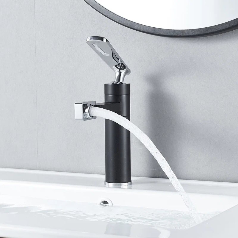 Смеситель для раковины с поворотным носиком Shevanik S6601H, черный/хром