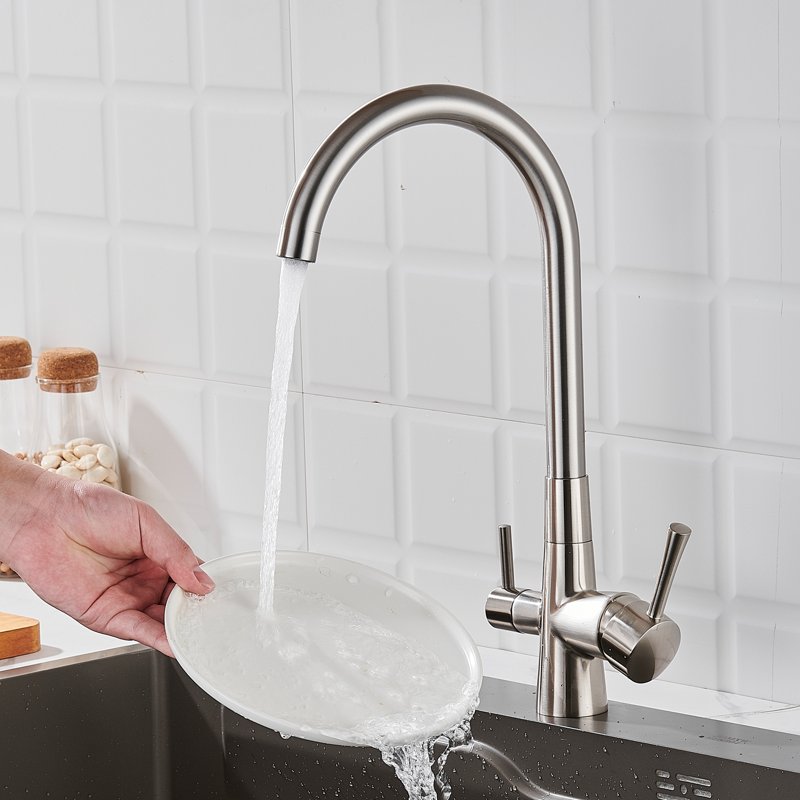 Смеситель для кухни с подключением фильтра Shevanik S428L, сатин