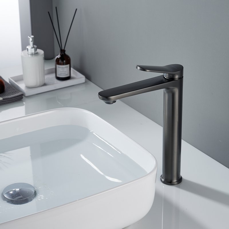 Смеситель для раковины высокий Shevanik S4311T, оружейная сталь