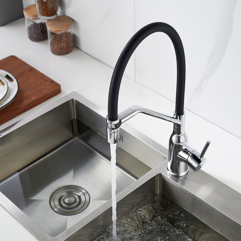 Смеситель для кухни с гибким изливом Shevanik S343-3, хром