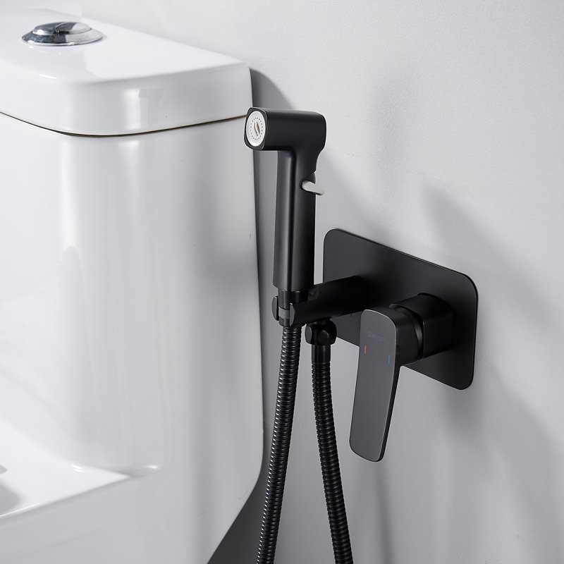 Гигиенический душ со смесителем Shevanik S8505T-1, оружейная сталь