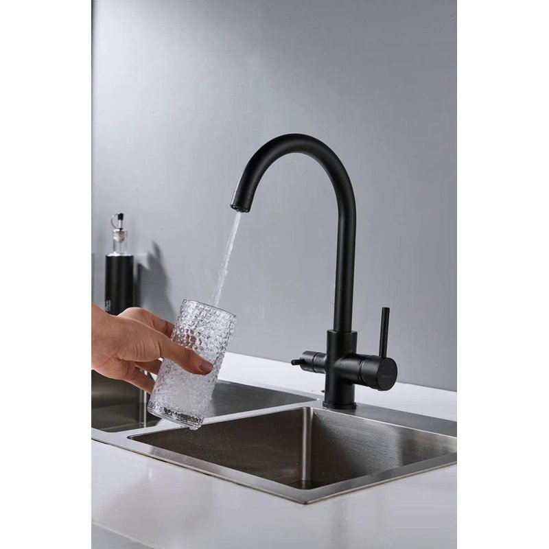 Смеситель для кухни с подключением фильтра Shevanik S128H, черный