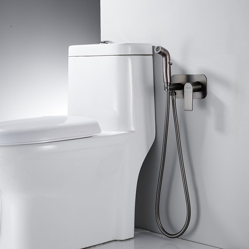 Гигиенический душ со смесителем Shevanik S9905T-1, оружейная сталь