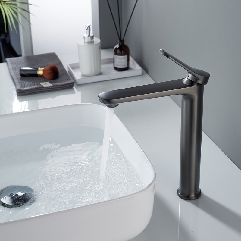 Смеситель для раковины высокий Shevanik S4311T, оружейная сталь