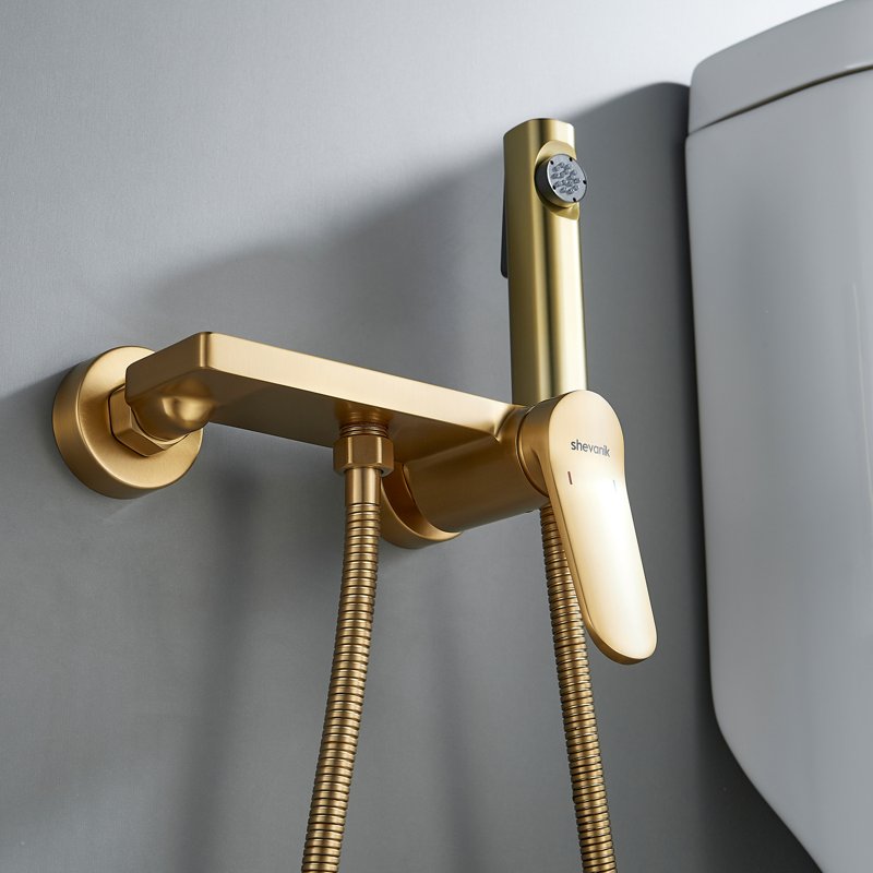 Гигиенический душ со смесителем Shevanik S9605T-1, оружейная сталь