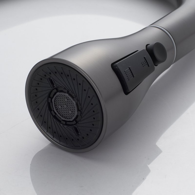 Смеситель для кухни с выдвижным изливом Shevanik S363T, оружейная сталь