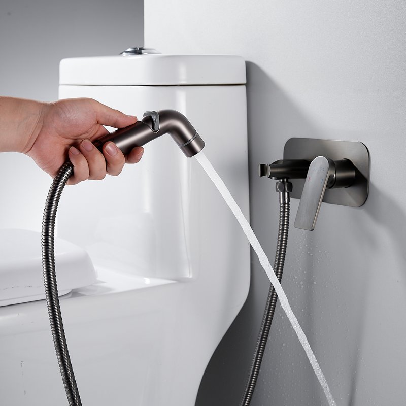 Гигиенический душ со смесителем Shevanik S9905T-1, оружейная сталь