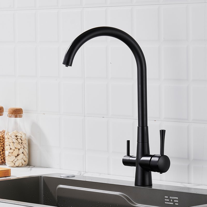 Смеситель для кухни с подключением фильтра Shevanik S428H, черный